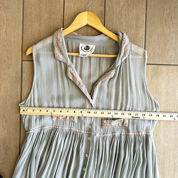 Womens Button Up Maxi Babydoll Dress M/L Hippie Fairy Boho Festival Goblincore - Picture 9 of 10